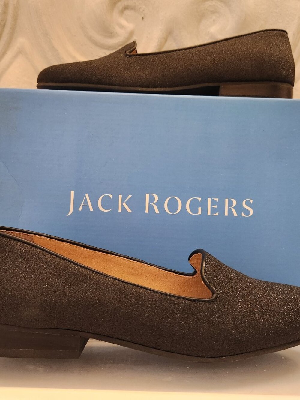 Jack Rogers "Ginny" Black Shimmer Loafers. NIB. Size 6